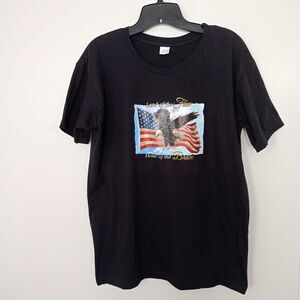 Black Tee Shirt Land of the Free Home of the Brave July 4th America Patriotic L